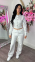 Moxie Button Front Wide Leg Tracksuit in Bleach Grey