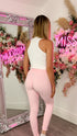 Haley Pink Ribbed Bum Lift Leggings