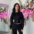 Moxie Button Front Wide Leg Tracksuit in Black