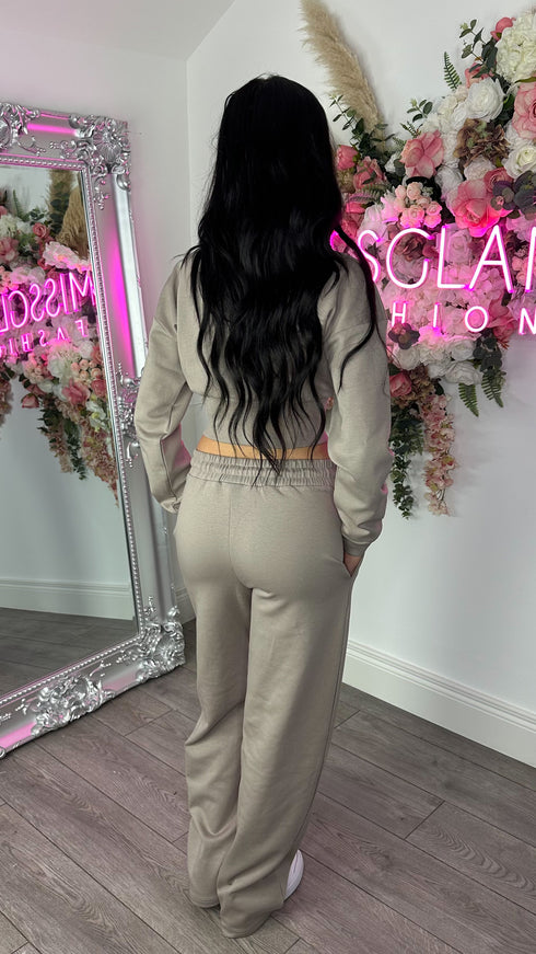 Kairo Straight Leg Zip Jacket Loungewear Set in Dove Grey