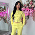 Moxie Button Front Wide Leg Tracksuit in Yellow