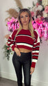 Leilani Red Round Neck Stripe Jumper