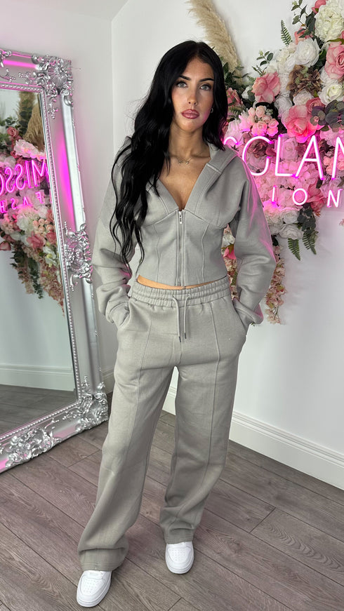 Corset Hoodie & Straight Leg Joggers in Dove Grey