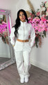 Kairo Straight Leg Zip Jacket Loungewear Set in White