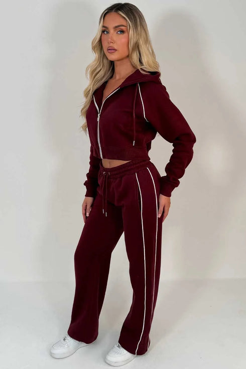 Cropped Hoodie & Jogger Set in Wine