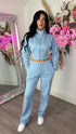 Kairo Straight Leg Zip Jacket Loungewear Set in Blue