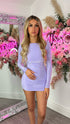 Mia Lilac Long Sleeve Backless Mini Dress