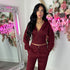 Corset Hoodie & Straight Leg Joggers in Wine