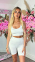 Abbie White Spaghetti Strap Crop Top and Shorts Set