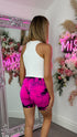 Effie Hot Pink Tie Dye Ruched Bum Shorts