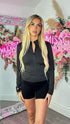 Lena Black Activewear Zip Front Jacket