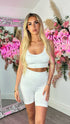 Abbie White Spaghetti Strap Crop Top and Shorts Set