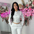 Moxie Button Front Wide Leg Tracksuit in Bleach Grey