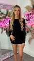 Mia Black Long Sleeve Backless Mini Dress