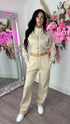 Kairo Straight Leg Zip Jacket Loungewear Set in Oatmeal