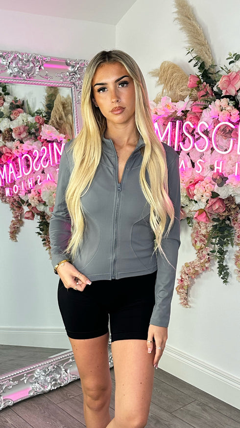 Lena Grey Activewear Zip Front Jacket