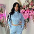 Kairo Straight Leg Zip Jacket Loungewear Set in Blue