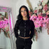 Moxie Button Front Wide Leg Tracksuit in Black