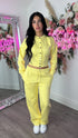 Moxie Button Front Wide Leg Tracksuit in Yellow