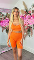 Abbie Orange Spaghetti Strap Crop Top and Shorts Set