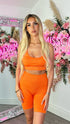Abbie Orange Spaghetti Strap Crop Top and Shorts Set