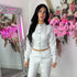 Moxie Button Front Wide Leg Tracksuit in Bleach Grey
