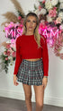 Hazel Red Round Neck Square Knit Jumper
