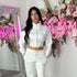 Kairo Straight Leg Zip Jacket Loungewear Set in White