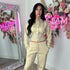 Moxie Button Front Wide Leg Tracksuit in Oatmeal