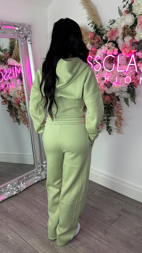 Corset Hoodie & Straight Leg Joggers in Sage Green