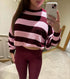 Pink And Wine Round Neck Stripe Jumper