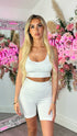 Abbie White Spaghetti Strap Crop Top and Shorts Set