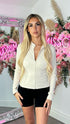Lena Cream Activewear Zip Front Jacket