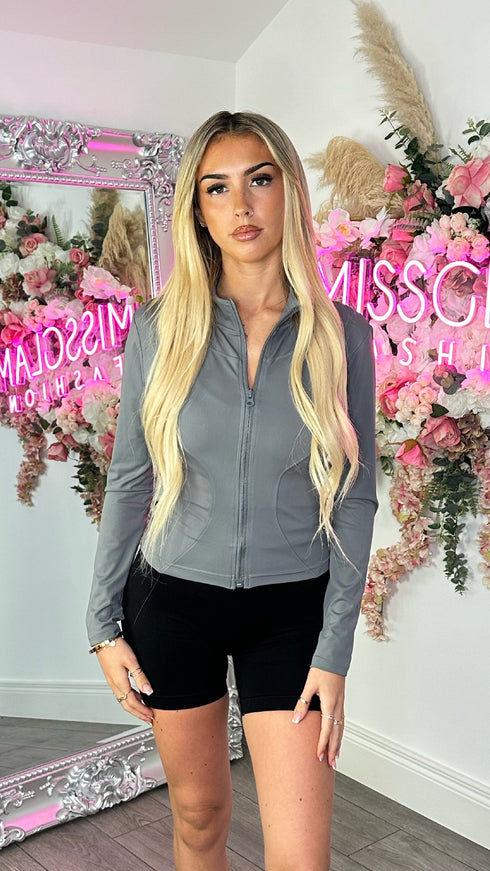 Lena Grey Activewear Zip Front Jacket