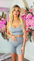 Abbie Grey Spaghetti Strap Crop Top and Shorts Set