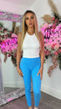 Haley Blue Ribbed Bum Lift Leggings