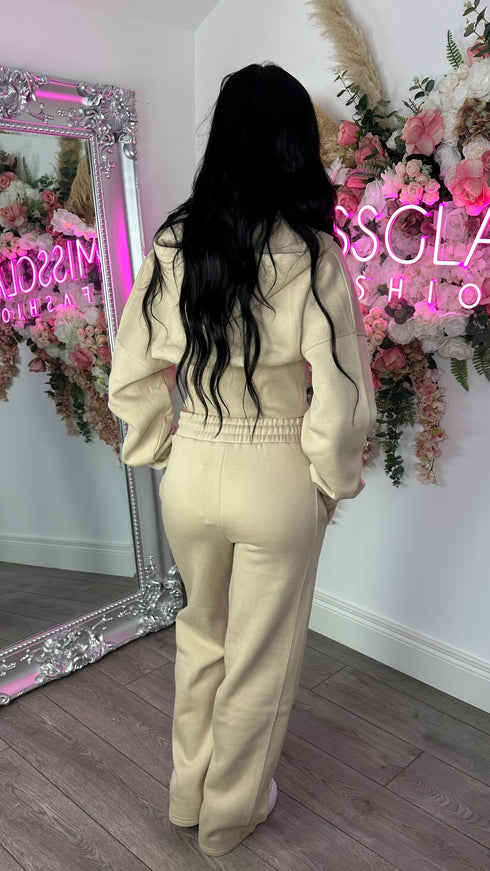 Corset Hoodie & Straight Leg Joggers in Nude