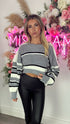 Leilani Grey Round Neck Stripe Jumper