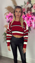Leilani Red Round Neck Stripe Jumper