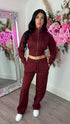 Kairo Straight Leg Zip Jacket Loungewear Set in Wine