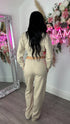 Kairo Straight Leg Zip Jacket Loungewear Set in Oatmeal