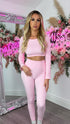Luna Pink Long Sleeve Ribbed Activewear Set