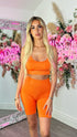 Abbie Orange Spaghetti Strap Crop Top and Shorts Set
