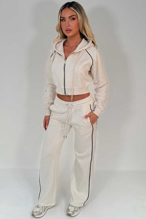 Cropped Hoodie & Jogger Set in Oatmeal