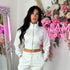 Kairo Straight Leg Zip Jacket Loungewear Set in White