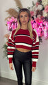 Leilani Red Round Neck Stripe Jumper