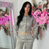 Moxie Button Front Wide Leg Tracksuit in Dove Grey
