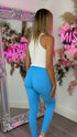 Haley Blue Ribbed Bum Lift Leggings