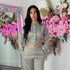 Moxie Button Front Wide Leg Tracksuit in Dove Grey