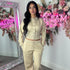Moxie Button Front Wide Leg Tracksuit in Oatmeal